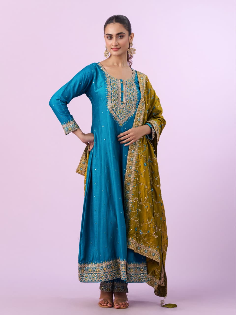 Vichhitra Silk Embroidered Anarkali Set