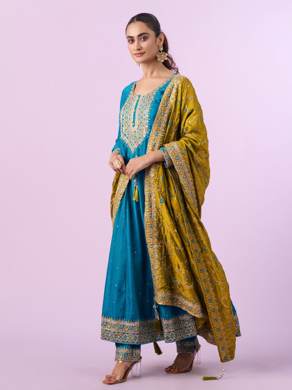 Vichhitra Silk Embroidered Anarkali Set