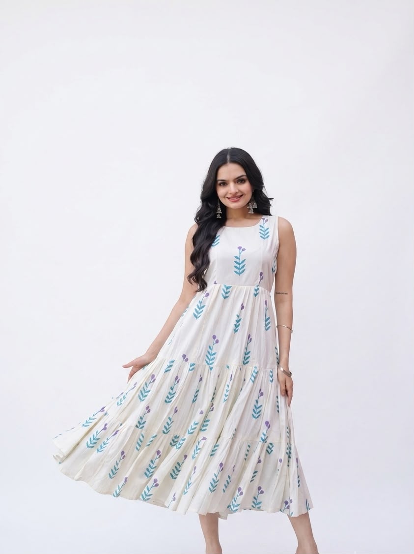 Printed Cotton Sleeveless Kurti