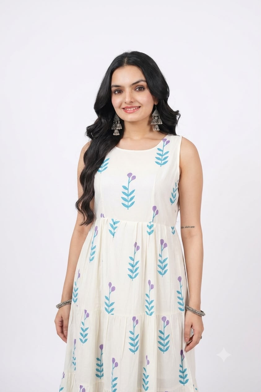 Printed Cotton Sleeveless Kurti