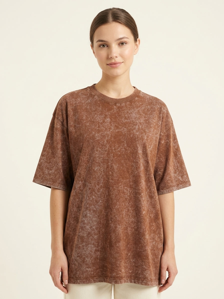 Oversized Fit Acid Wash Cotton T-Shirt